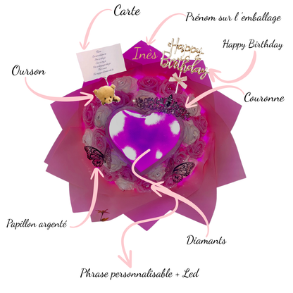 Bouquet Signature de 25 roses avec LED
