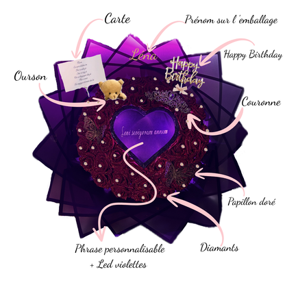 Bouquet Signature de 45 roses avec LED